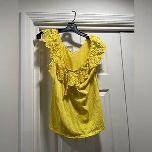 Lilly Pulitzer Yellow Lace Trim Women's Top